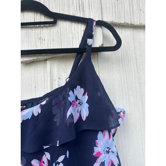Torrid Chiffon Layered Floral Print Cami Top Ruffled Sleeveless Blue Pink Sz 5 - Picture 3 of 6